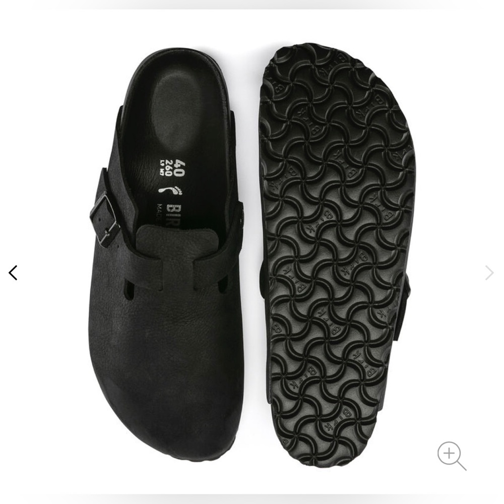 **SOLD**    Birkenstock Boston Exquisite Leather Black Blackout Men 7 Euro 40 - Picture 15 of 16